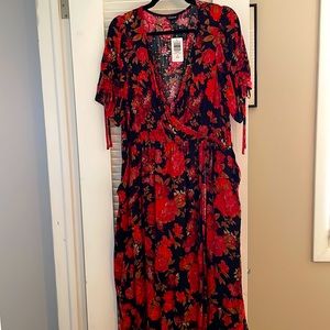 NWT- Torrid size 2 black and floral wrap style dress